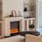 Cream white Solid Wood Freestanding Fireplace