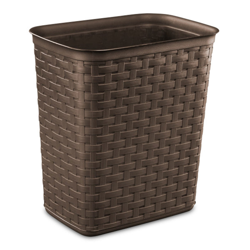 Sterilite Weave Plastic Home/Office Wastebasket Trash Can, Brown, 12.6" H x 8" W x 11.5" D