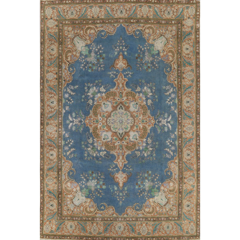 Handmade Blue Traditional Area Rug 10x13