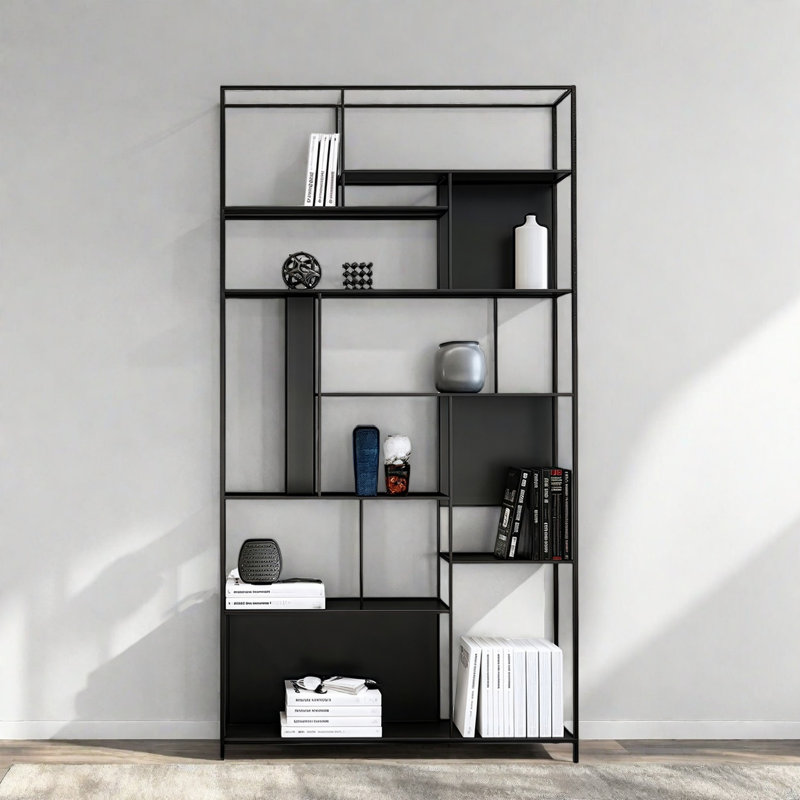 Bibliothèque luxueuse et de haute qualité, (8 tablettes) H 78,7 po x l 31,4 po x P 9,8 po, Noir, noir, noir, noir