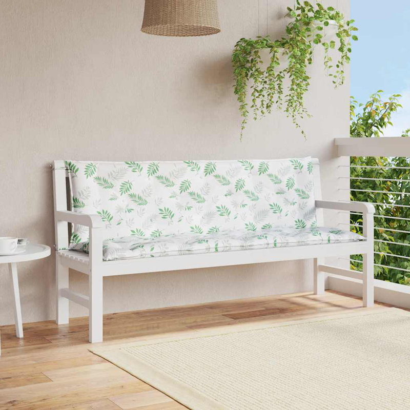 Ensemble de coussins de banc d'extérieur 100% polyester 2 feuilles Garden, H 19,7 po x l 59,1 po x P 2,8 po