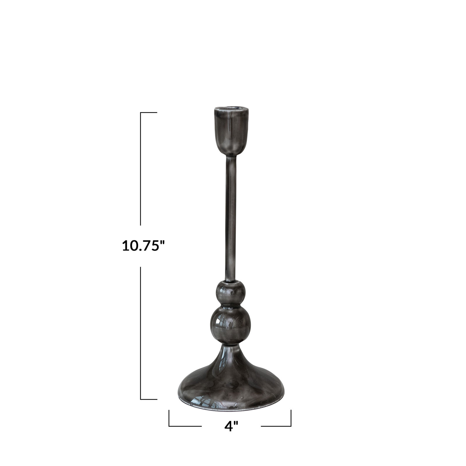 Enameled Aluminum Candlestick Holder, 10.75" H x 4" W x 4" D