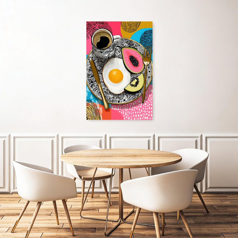 «Vibrant Petit déjeuner», art mural abstrait coloré, fruits tropicaux, 48" H x 32" W