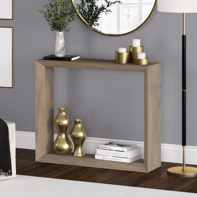 Console à cadre ouvert l 36 "avec tablette inférieure Osmond , Gris antique