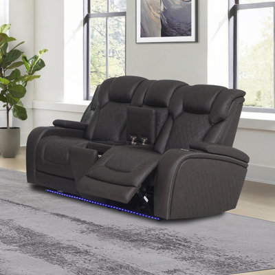 Causeuse Wendell Power Motion avec console, chargeur sans fil, rangement, USB et DEL