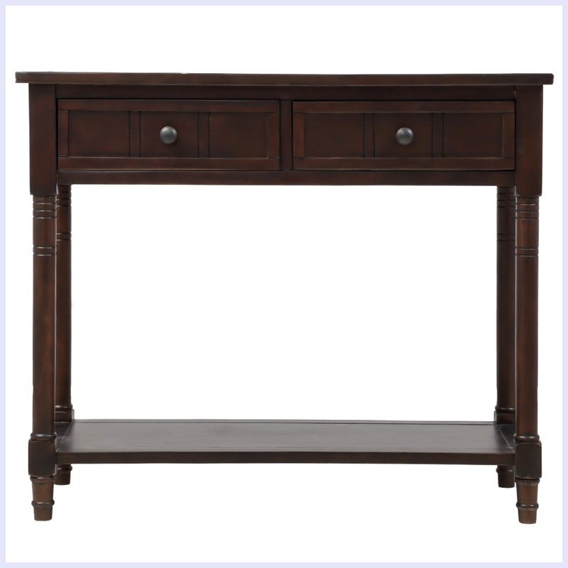 Daisy Series Console Table,Hallway table,Hoyer table with Two Drawers And Bottom Shelf Acacia Mangium, Espresso