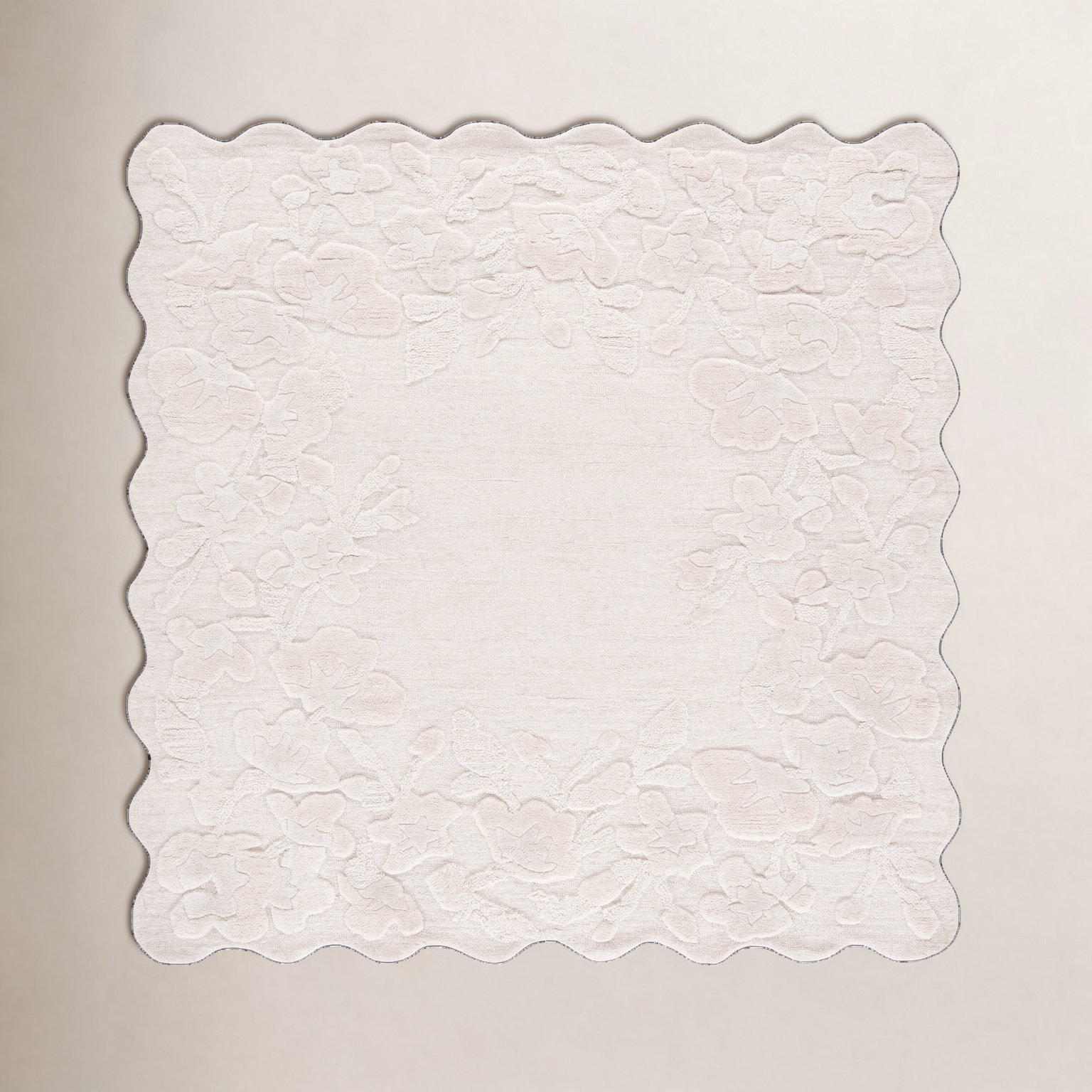 Hand-Tufted Wool Floral Rug, Square 6'