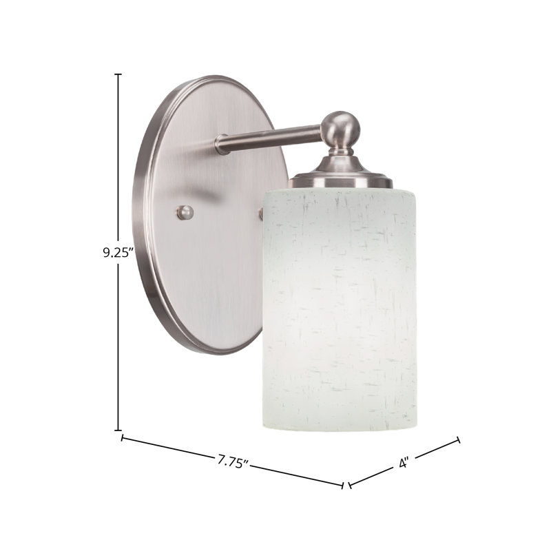 Applique murale Aitkens avec verre mousseline blanc 4 po, Nickel brossé