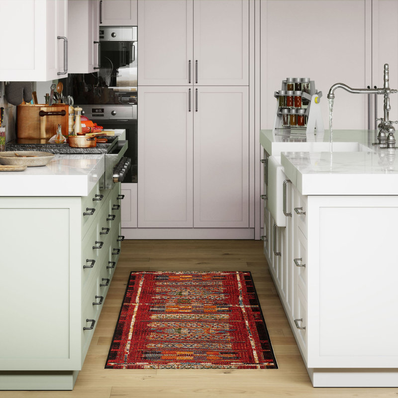 Lakedia Synthetic Non-Skid Kitchen Mat, Rectangle 2' x 2'10", Red