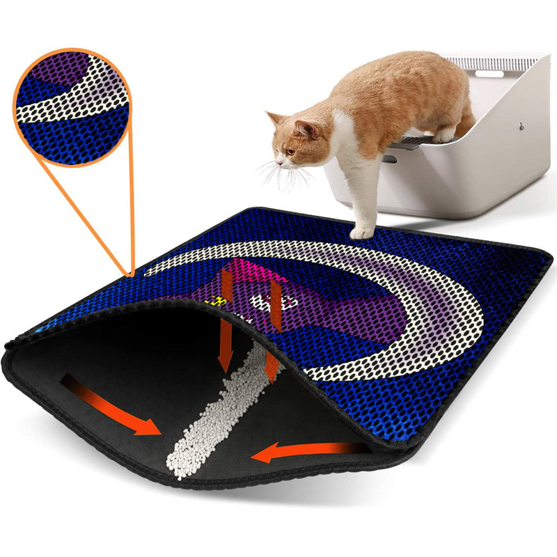Tapis pour litière de qualité supérieure, 18 po x 24 po | 50% PVC / 50% polyester, lavable à la machine et passer l'aspirateur | Conception durable et facile à nettoyer pour les propriétaires d'animaux de compagnie | Protégez vos planchers des dégâts de la litière