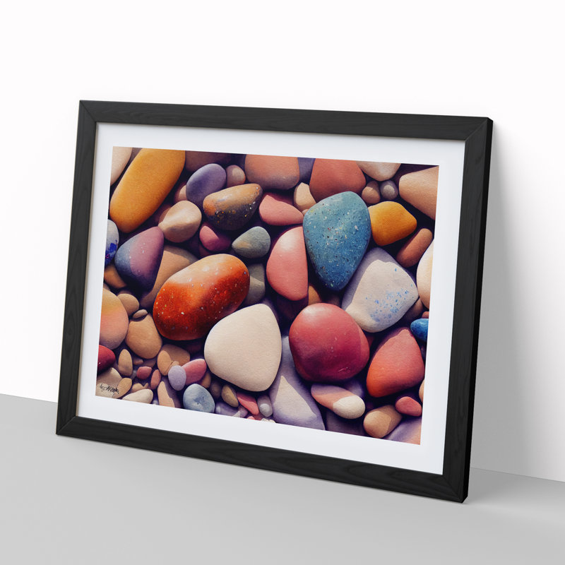 Colourful River Pebbles Vol.2 - Single Picture Frame Print, Black Framed, 34cm H x 46cm W x 2cm D