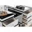 Ensemble de meuble-lavabo 1 pièce Miroir pliable en trois parties 14 pièces Ampoules en verre noir