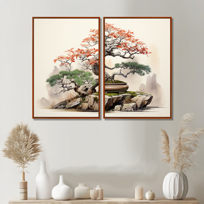 Asian Art Bonsais Wisdom I - People Asian Art Canvas Prints 2 Panels