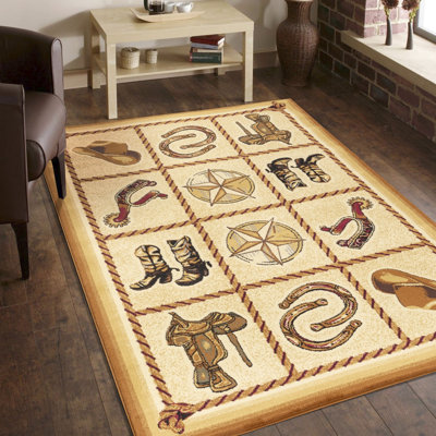 7 pi 10 po X 3 tapis beige, tribus Gcyls4010, polypropylène, teinture et animal de compagnie