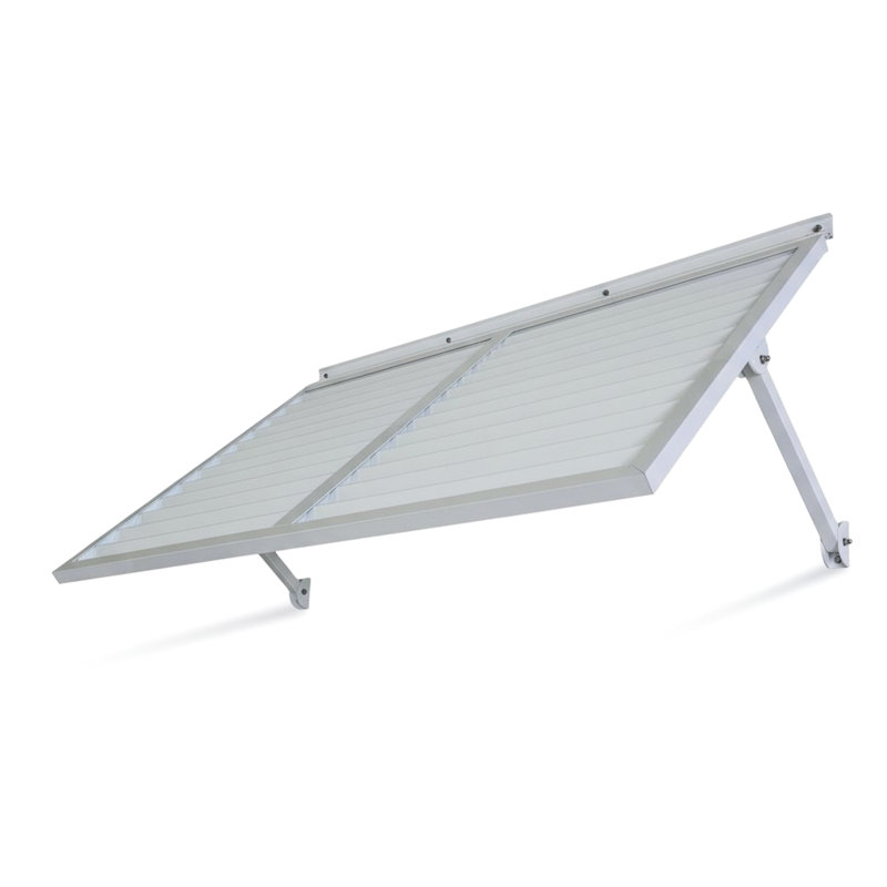 Auvent en métal 5,6 en blanc, extérieur en aluminium léger avec finition thermolaquée solide contemporaine, solin à charnière continue, pré-conçu pour une utilisation extérieure, attaches en acier inoxydable,