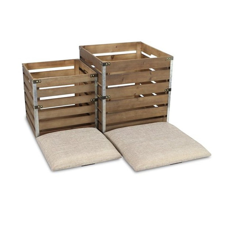 Repose-pieds cube Prochaska, Lin 100 % brun