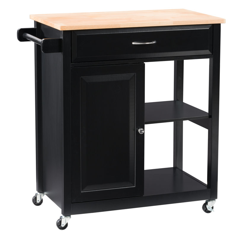 Banno Solid Wood Kitchen Cart, Black