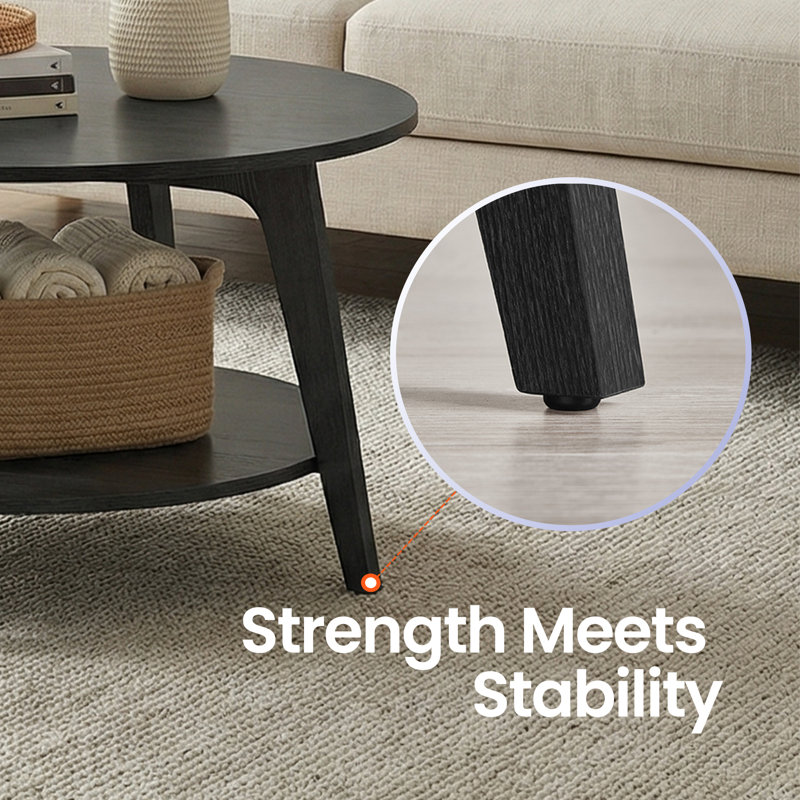 2 Tier Coffee Table With Storage, Black