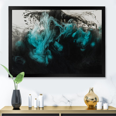 Black & Turquoise Mixing Liquid Ink - Modern Canvas Art Print
