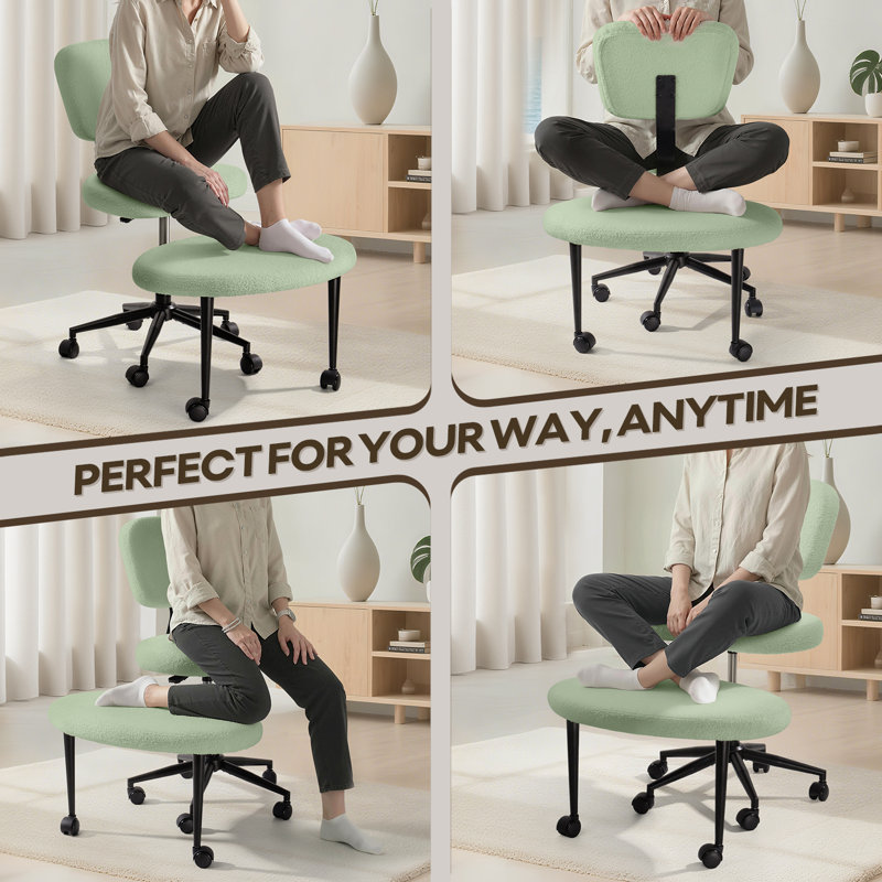 Ergonomic Cross-Legged Swivel Office Chair, Green
