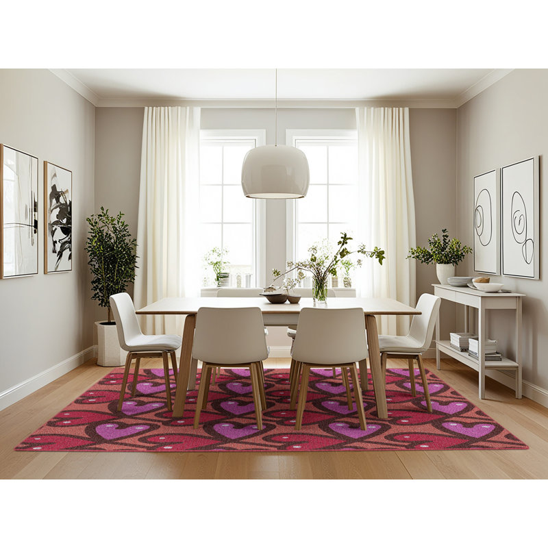 Tapis rose / rouge Lowry, Rectangle 7 pi x 10 pi