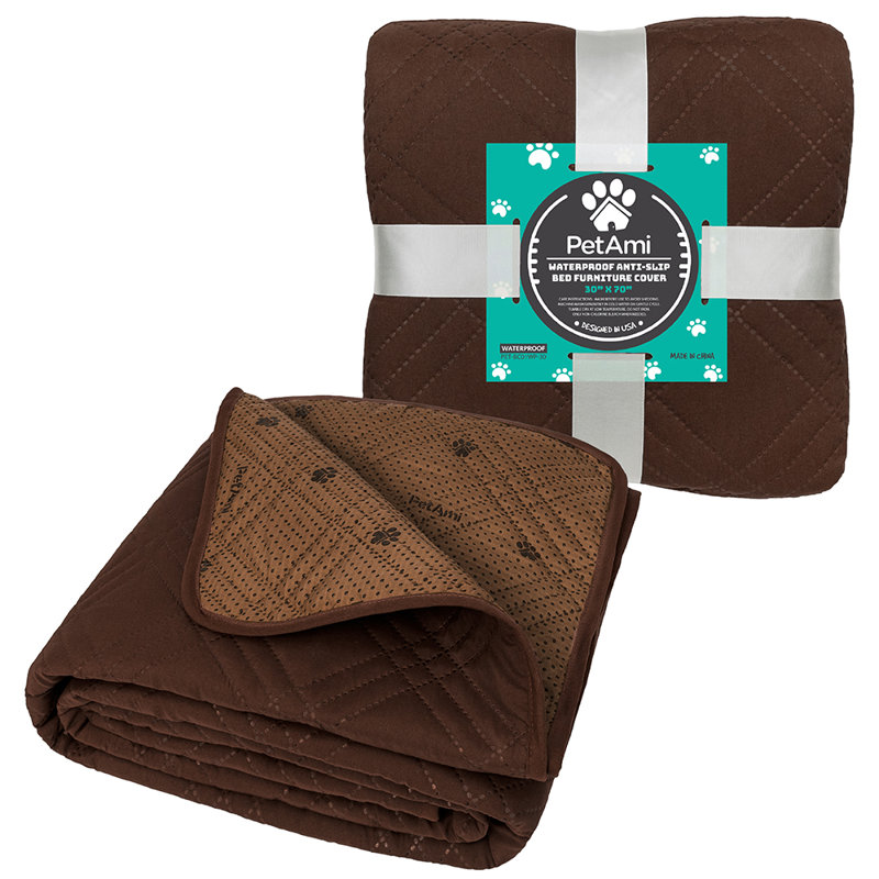 Small Brown Waterproof Reversible Pet Blanket