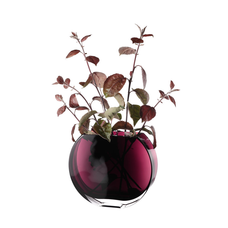Glass - Vase - Amethyst  - Round - 9.25" Long - Heavy Durable  - Made in Europe - by Barski, Red, 8" H x 9.3" W x 2.7" D