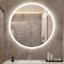 Miroir de salle de bain rond à DEL avec antibuée, température de couleur réglable et gradation, parfait pour le maquillage et le toilettage