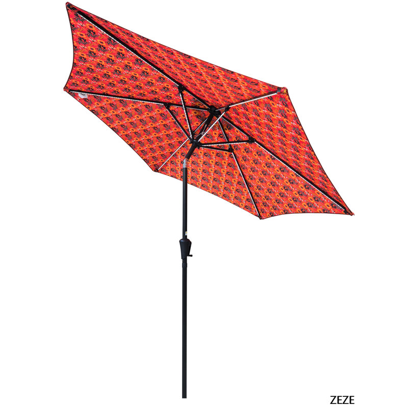 PARAPLUIE 9 PIEDS AVEC LUMIÈRE, Floral orange