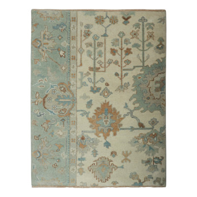Rug & Kilim’S Persian Style Oushak Rug In Blue And Cream With Floral Patterns