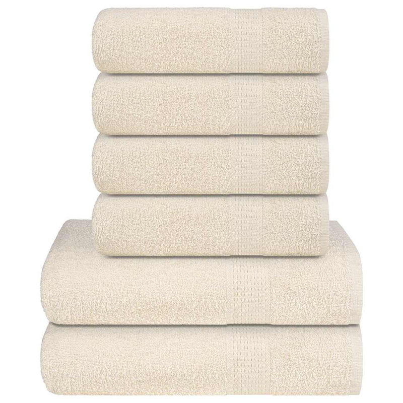 Towel Set 360 Gsm 100% Cotton, Cream, 6 Piece Towel Set