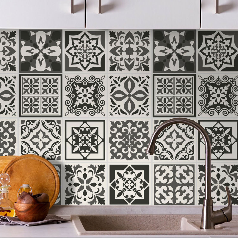 15cm x 15cm PVC Peel & Stick Mosaic Tile, Dark Grey