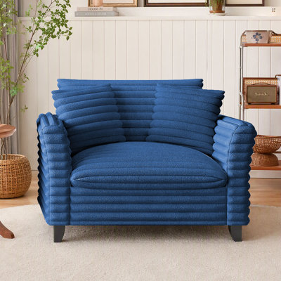 Fauteuil d'appoint surdimensionné en velours côtelé de 118 cm de large, fauteuil d'appoint à assise profonde avec coussins