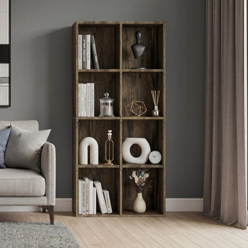 Cube Storage Unit With Open Shelving Modern Multi-Purpose Storage Organiser for Living Room Bedroom & Office, Dark Wood