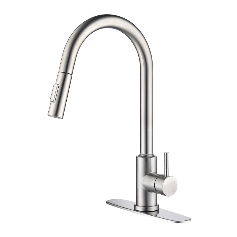 Robinet de cuisine tactile avec douchette extractible, Nickel brossé