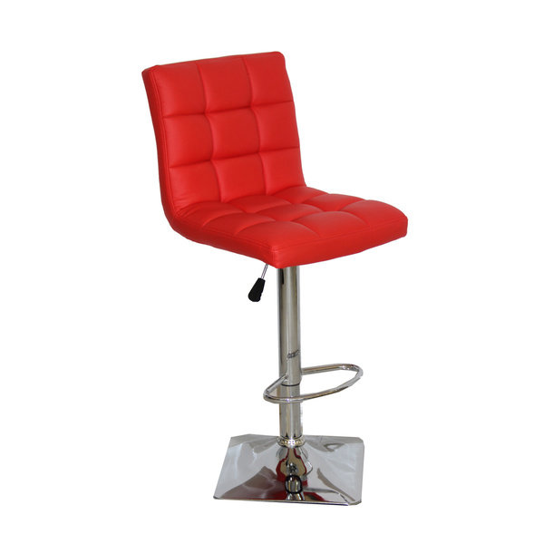 Sondra Swivel Upholstered Faux Leather Adjustable Height Counter Stool, Red