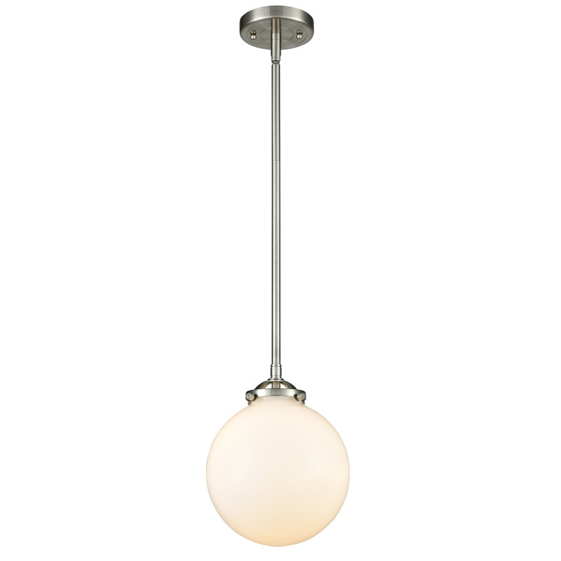 Clementina 1 - Light Single Pendant, Brushed Satin Nickel, Matte White, LED