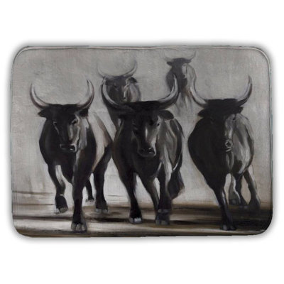 Running fierce bulls Bath Mat with Non-Slip Backing - Quick Dry Memory Foam Bathroom Rug - Absorbent - Modern Plush Spa-Style - Machine Washable