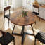  Round Dining Table: Pedestal Metal Frame, Space-Saving Industrial Style-459539851-455599323