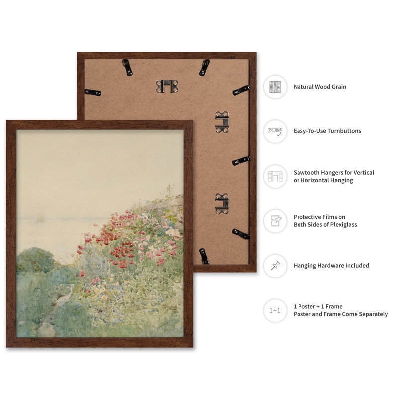Champ de coquelicots, Affiche, Encadrement brun, H 11 po x l 14 po