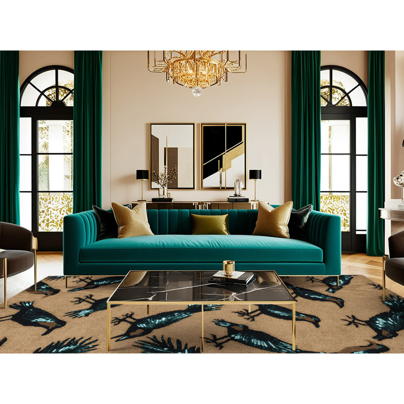 Washable Shiny Cowbird Birds Area Rug, Square 7'