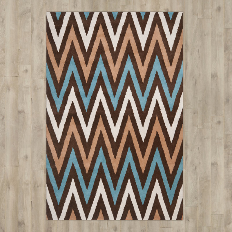 Teresita Hand Tufted Wool Chevron Rug, Rectangle 4' x 6'