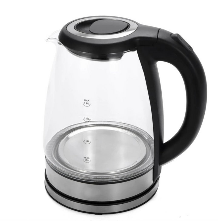 Lumme Glass Kettle 1.8Lt Led Lighting, 360 Swivel Base,, Black