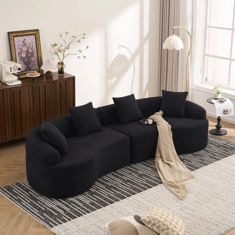 Canapé modulaire incurvé Bony LY-025, Chenille noir