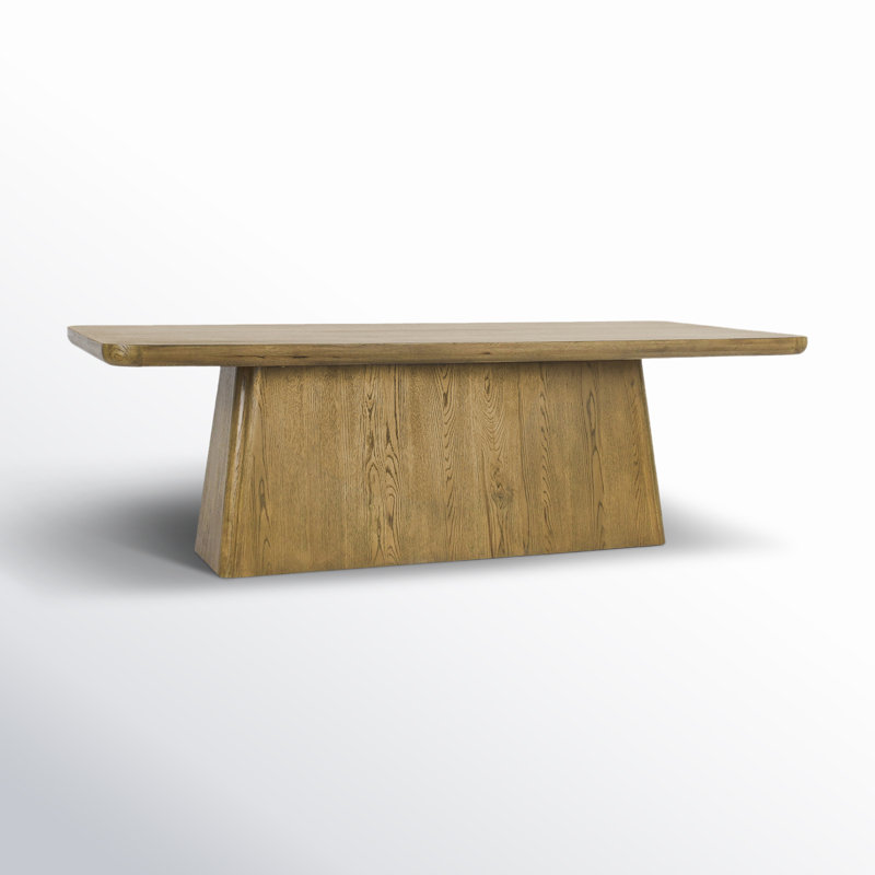 Pedestal Dining Table, 30" H x 95" L x 42" W, Light Brown