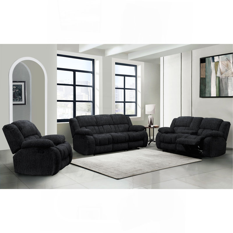 CONSOLE RECLINING LOVESEAT, Black