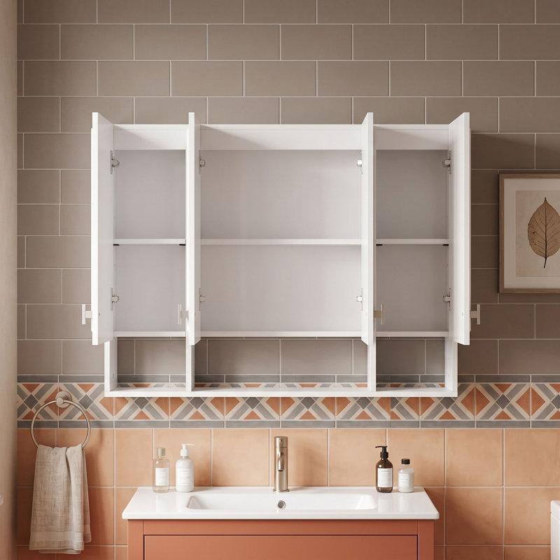 Armoire à pharmacie murale avec tablettes réglables et charnières à fermeture en douceur