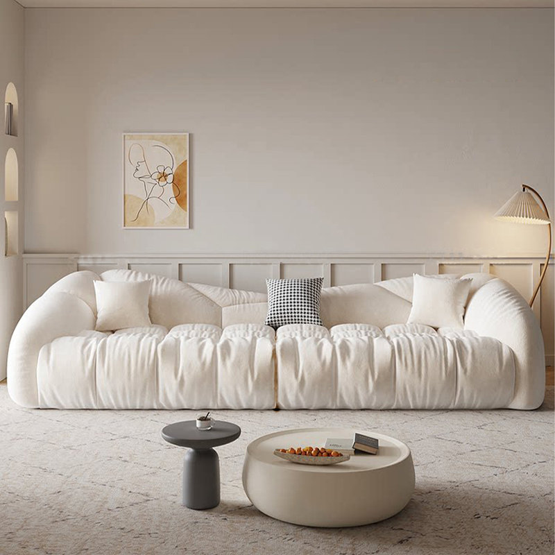 Coussin modulaire beige en polyester, 28.35" H x 110.24" W x 41.34" D, Beige