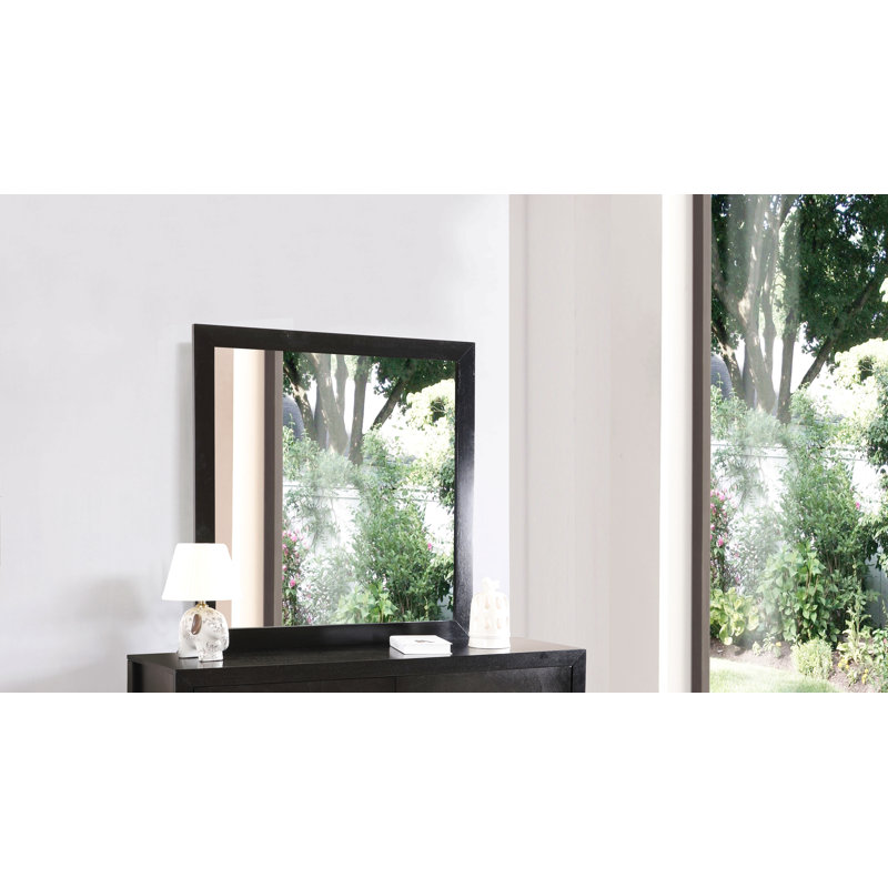 Miroir de salle de bain mural, noir, 41 po x 41 po, Carrée, Noir