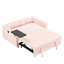 Velours côtelé rose élégant : Double fonction avec plateau amovible et ports pour un espace glamour. Avantages pratiques : Lit, plateau, commodité.